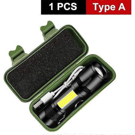 Lampe torche LED puissante rechargeable USB avec zoom et batterie intégrée XP-G Q5. 3 modes d'éclairage LED longue portée. 1 pièce. (1/5)
