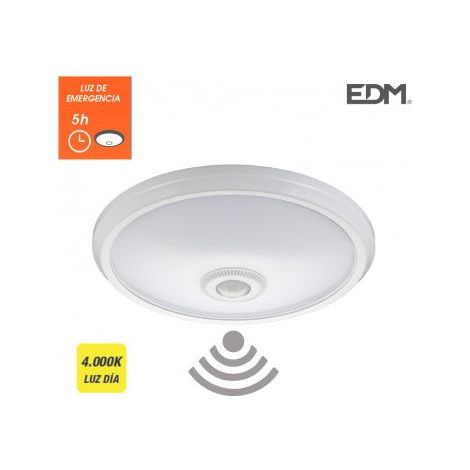 Plafonnier à Led Avec Détecteur Et éclairage De Secours Ip20 16w 30 Leds 4000k Daylight Edm