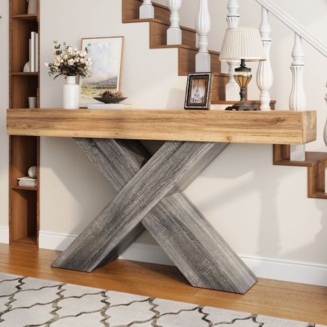 tavolo consolle stretto effetto legno 140x30x80 cm OKMYHOME (1/5)