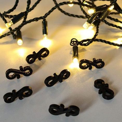 Crochet de Gouttière - 100 Pièces - Noir - Pour Guirlandes Lumineuses Extérieures - 2,8 x 1,2 cm (1/4)