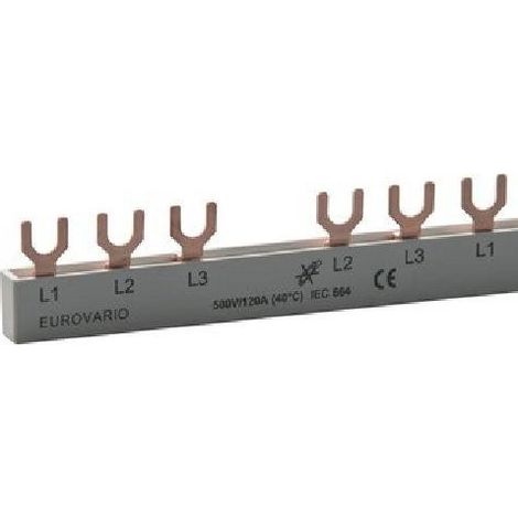 DOEPKE RAIL DE PHASE 3PH 17,5 MM 140 MM 10 MM² 120 A FOURCHE ISOLÉE POUR APPAREILS COMPATIBLES EV-SG3 N.8.120 9920185