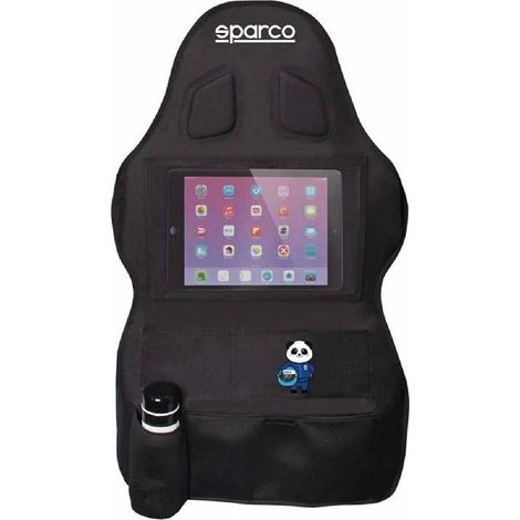 Protège dossier et organiseur de siège en polyester oxford – Porte-tablette transparent – Poches de rangement – Nettoyage facile – Sparco (1/6)