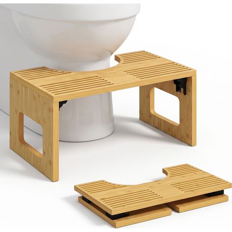 Tabouret de toilette pliable en bambou, tabouret de salle de bain, tabouret de toilette antidérapant pour adultes, chêne (1/5)