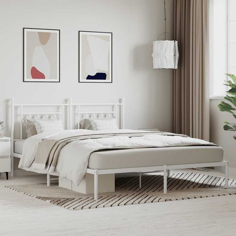 Cadre de lit en métal avec tête de lit blanc 180 x 200 cm, sans matelas - PANGIVO (1/5)
