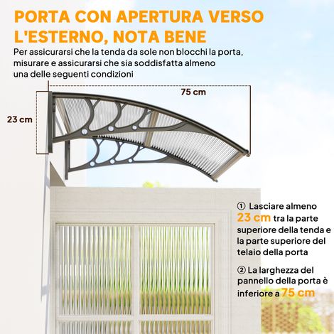 Auvent de protection anti-UV en polycarbonate pour porte et fenêtre, 80x100 cm (1/5)
