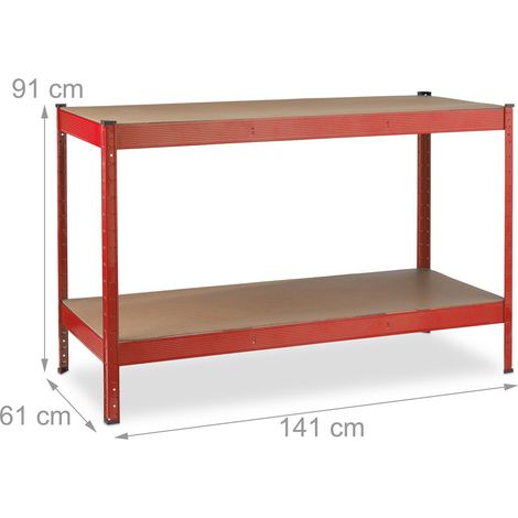 Banc de travail réglable pour atelier garage 90 x 60 x 75 cm pratique avec espace rangement en acier gris (1/3)