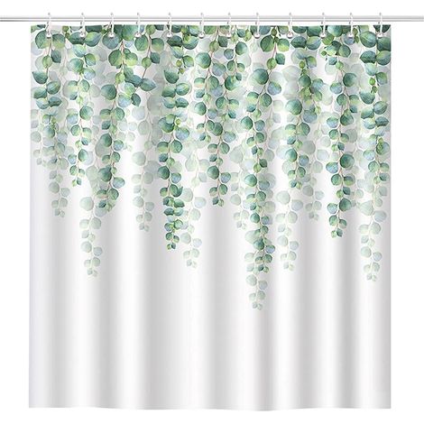 1 rideau de douche, motif feuilles d'eucalyptus, 180 x 180 cm, polyester imperméable, anti-moisissure, lavable (1/5)