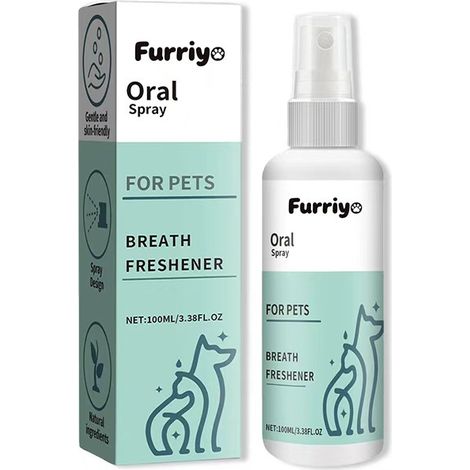 Furriyo Pet Breath Spray - Freshens breath, cleans the mouth, reduces discoloration, gentle spray for cats and dogs. (1/5)