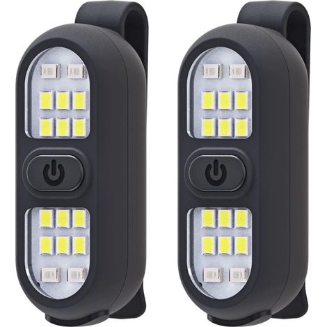 2 lampes de pied rechargeables à pince de 450 lumens pour coureurs, camping, randonnée, jogging, marche, camping, trekking, lampe de travail, lampe de poche, lampe clignotante à LED. (1/5)