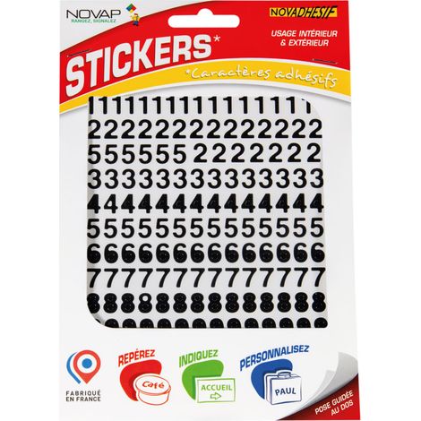 Chiffres autocollants 10mm Noir NOVADHESIFS - 4370033 (1/5)