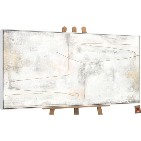 Gemälde Goldene Schleife Rahmen Weiß 100x50 cm (1/5)