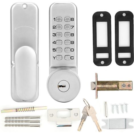 Mechanical digital door lock set, waterproof password, push-button combination, keyless entry for office and home (1/5)