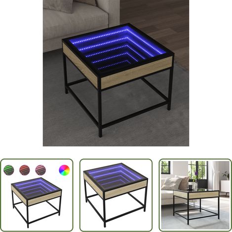 Couchtisch mit Infinity-Spiegel -  Couchtisch mit Infinity-LED Sonoma-Eiche 50x50x41 cm (1/5)