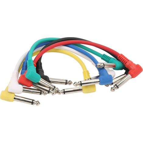 6 Cordons de Guitare Courbés 6.35mm pour Pédales d'Effets et Instruments Universels (1/5)