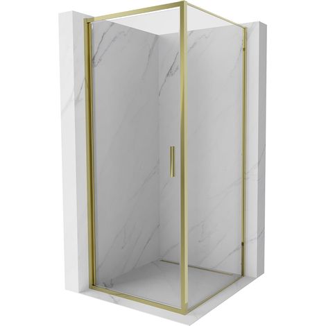 Mexen Exo cabina doccia con porta a battente 90 x 90 cm, trasparente, oro - 817-090-090-50-00 (1/5)