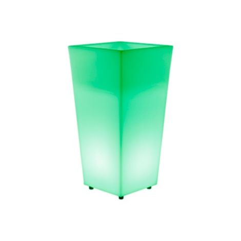 MELISA 30 Jardinière carrée et haute avec lumière pour plantes et fleurs très résistante. Chargement solaire et batterie rechargeable. Lumière RGB. Fabriqué en polyéthylène en Espagne. (1/10)