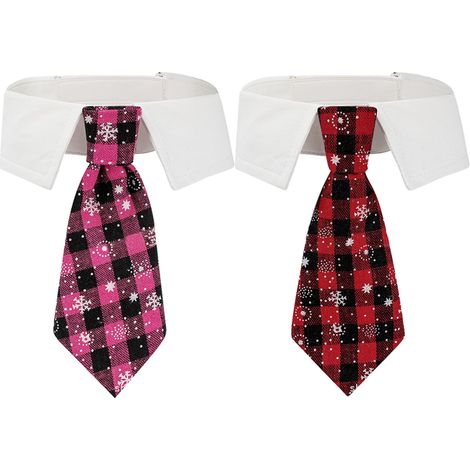 Bow Tie - Adjustable Pet Necktie - For Dogs And Cats - Washable Nylon - S M L Sizes - Set Of 4 (2 Bow Ties + 2 Neckties) (1/5)