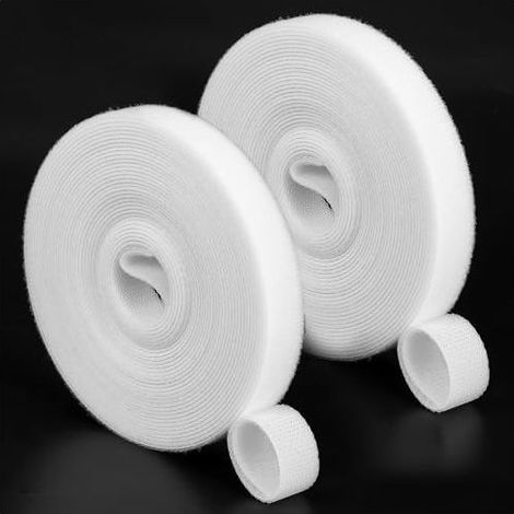 2 Pièces 5M Sangles de Câble,Attaches Câble,Serres cables Ruban Fixation Bande à Crochet Boucle Organisateur pour Cordes et Câble Electrique Sangle Scratch Attache Cable Réutilisables blanc - (1/5)