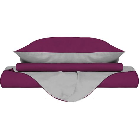 Copripiumino con Sacco e Federe Doubleface Fuxia/Grigio Matrimoniale (1/5)