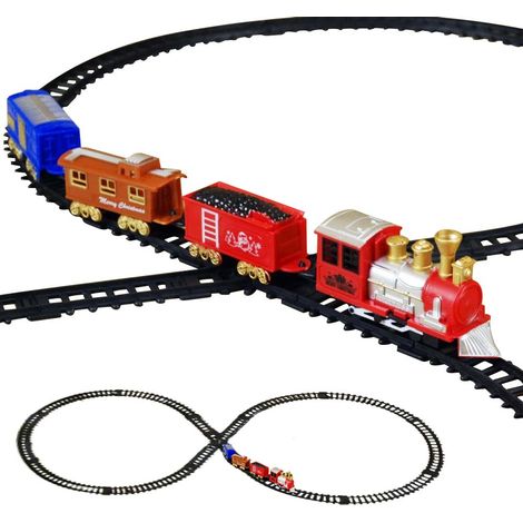 Trenino Natalizio Sotto Albero Treno Elettrico Pista a 8 Locomotiva + 3 Vagoni