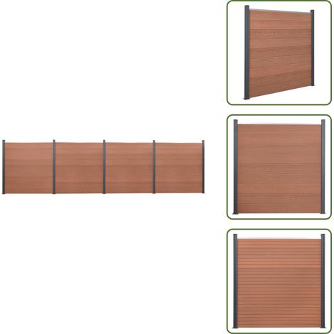 Holz-Kunststoff-Zaun - vidaXL Zaunelement-Set Braun 699x186 cm WPC - Gartenpfosten