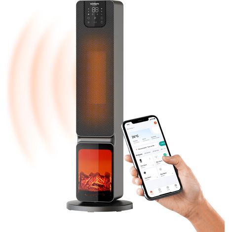 Stufa Elettrica Smart 2000w Con App Tuya, Led Display, Funzione Eco E Timer