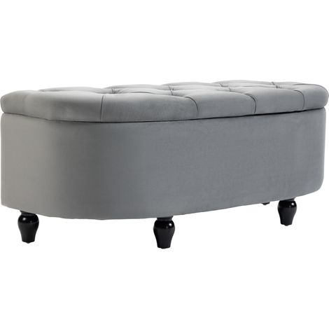 Beyamis Aufbewahrungshocker, gepolsterte Aufbewahrungsbank mit Soft-Close-Deckel, samtartige Optik, 120 x 46 x 42 cm, dunkelgrau