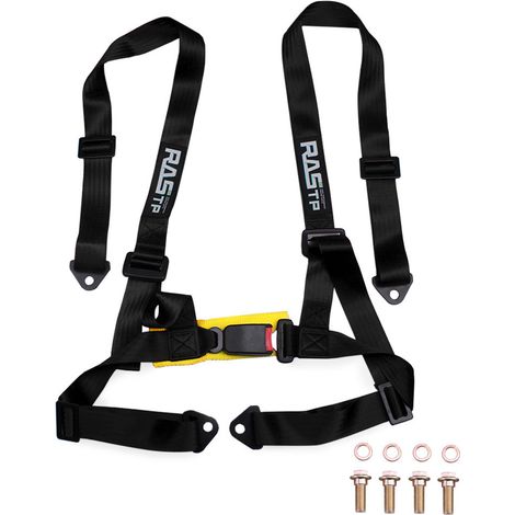 RASTP Car Modification 2-inch Four-Point Go-Kart Racing Seatbelt, 4-Point Quick-Release Seatbelt - Black (1/4)
