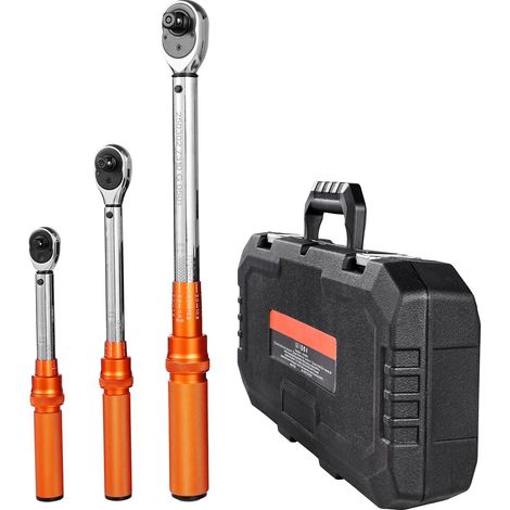 Drehmomentschlüssel mit Ratsche, 3-teilig, 1/4", 3/8", 1/2 Zoll, 10-170 lbf-ft, 5-45 lbf-ft, 20-240 lbf-in, in beide Richtungen und mit doppelter Skala, 72 Zähne, ±3% Genauigkeit, für Fahrräder (1/5)