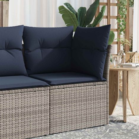 vidaXL Sofá de esquina de jardín con cojines ratán sintético gris (1/5)