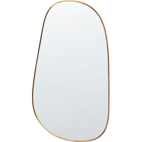 Miroir Mural Moderne Cadre Métallique Aluminium Forme Irrégulière avec Crochets Doré Vernais