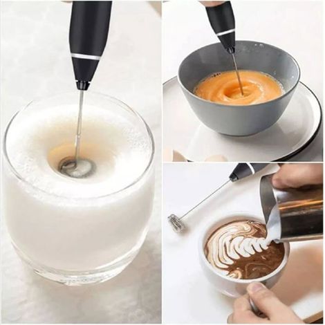 1 Mixeur à main, Acier inoxydable, 0,8 A, Noir, Pour café lait œufs, Cuisine professionnelle (1/5)