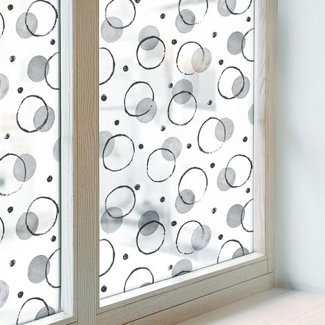 Fensterfolie 200x146 cm Sichtschutz Fenster Selbstklebend PVC Milchglas Dekorativ Dekorfolie Blickdicht Folie für Badezimmer Schlafzimmer Graue Felgen