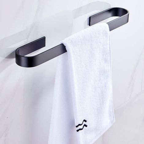 Portasciugamani nero a forma di U senza foratura, 45 cm – Qualità premium – per bagni – autoadesivo – montaggio a parete – accessori per il bagno, la cucina, il WC (1/3)