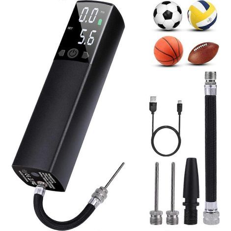 Elektrische Ballpumpe mit digitaler LED-Anzeige. Batteriebetrieben. Ideal für Fußbälle, Basketbälle, Volleybälle, Rugbybälle und aufblasbare Ringe.