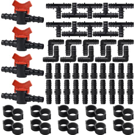 Raccords D'irrigation pour Tubes 16mm, 54 Pcs Raccord Tuyau Arrosage 16mm, pour Jardins Systèmes D'irrigation Agricoles (1/5)