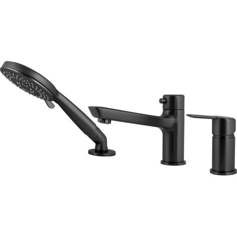 Miscelatore vasca kit 3 fori in ottone finitura nera - Stapol