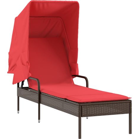 Maison Exclusive - Sonnenliege mit Sonnendach Braun Polyrattan