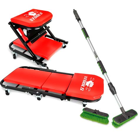 Chariot de Visite BM TOOLS Mécanicien Convertible en Siège d'Atelier - Garagiste / 2en1 - Balai brosse de nettoyage à eau (1/5)