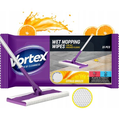 VORTEX Bodenreinigungstücher, 15 Stück, Zitrusbrise