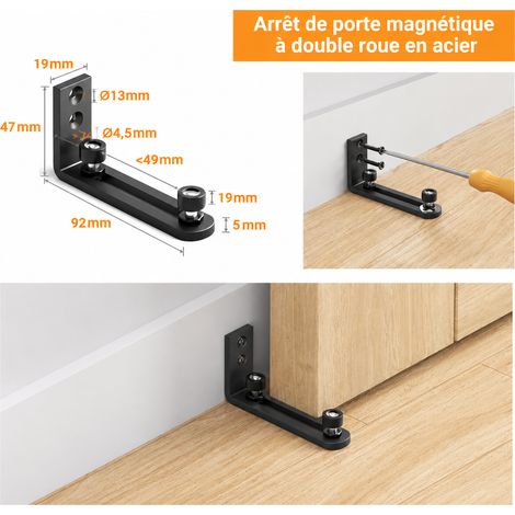 Guide de sol porte de grange coulissante guide anti-oscillation à double roulette nouveau modèle noir (1 pièce) 120 g – Livraison gratuite