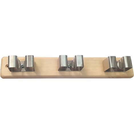 GANCIO PORTASCOPE IN ACCIAIO INOX SU BASE LEGNO 3 posti 6.00 pz