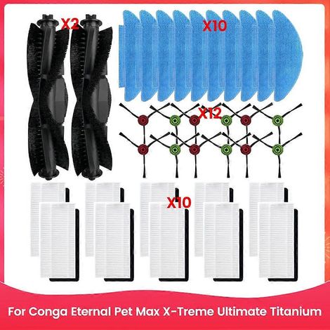 Lot de 34 brosses et filtres compatibles avec l'aspirateur Conga Eternal Pet Max X Treme Ultimate Titanium - Accessoires de rechange (1/5)