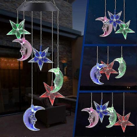 Carillon solaire à LED Qian Moon, cloche à vent suspendue commémorative pour la décoration de la maison et du jardin, changement de couleur automatique jusqu'en 2025 (1/3)