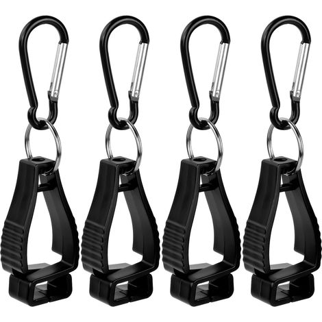 4 Pièces Clip Porte-Gant Pince à Gants de Travail Antidérapant Holder Clip de Gants Avec Mousqueton Pince Protection de Travail de Sécurité Clip pour Clé Casque Serviette, Noir (1/5)
