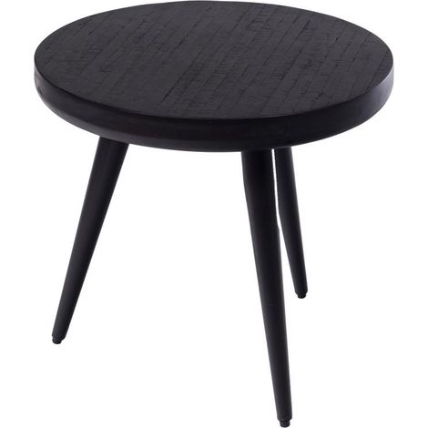 Amadeus - Bout de canapé rond en teck et métal noir Ø50 cm Cantara (1/2)