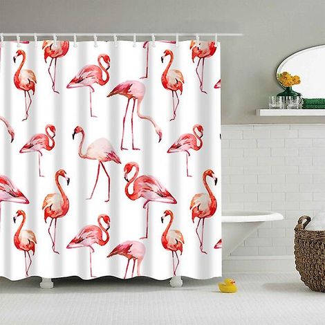 Waterproof Nordic Bathroom Cartoon Animal Flamingo Print Polyester Shower Curtain For Home Decor (1/5)