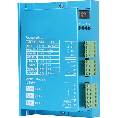 Digitaler Schrittmotortreiber, 18–80 V AC, 24–110 V DC, 4 Drehregler, 300 kHz Impulsantwort (1/5)
