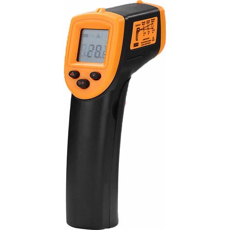 Termometro portatile a infrarossi senza contatto, rilevatore digitale LCD -50-600 gradi Celsius / -58-1122 gradi Fahrenheit (non adatto agli esseri umani), senza batteria, arancione