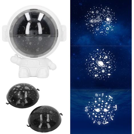 Projecteur Astronautique Rotatif avec USB, Batterie 1200mAh, Fonction Musique, Projection Étoiles sur Mur et Plafond, ABS, Blanc (1/5)